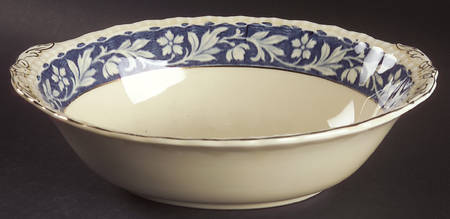 Elysian (Cream & Blue) 9" Oval Vegetable Bowl
