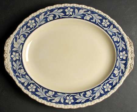 Elysian (Cream & Blue) 16" Oval Serving Platter