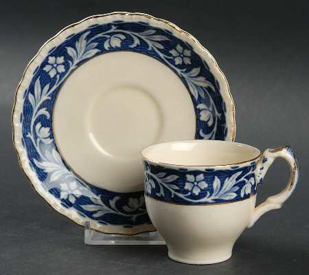 Elysian (Cream & Blue) Flat Demitasse Cup & Saucer Set