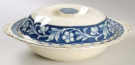 Elysian (Cream & Blue) Round Covered Vegetable
