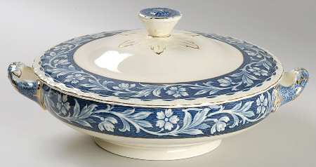 Elysian (Cream & Blue) Round Covered Vegetable