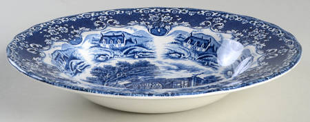 English Country Inns Blue Large Rim Soup Bowl