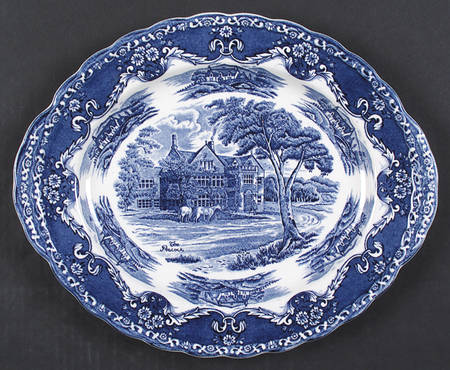 English Country Inns Blue 12" Oval Serving Platter
