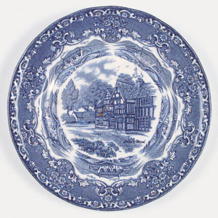 English Country Inns Blue Dessert/Pie Plate