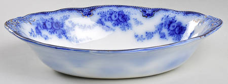 Florida (Flow Blue, Gold Trim) 10" Oval Vegetable Bowl