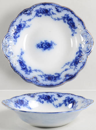 Florida (Flow Blue, Gold Trim) 8" Round Vegetable Bowl