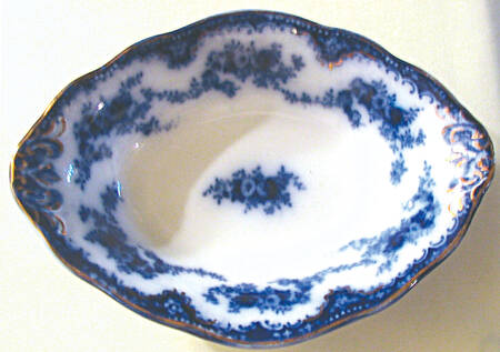 Florida (Flow Blue, Gold Trim) Nut Dish