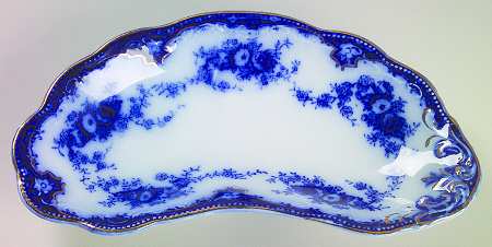 Florida (Flow Blue, Gold Trim) Bone Dish
