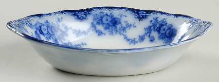 Florida (Flow Blue, Gold Trim) 9" Oval Vegetable Bowl