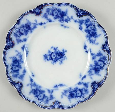 Florida (Flow Blue, Gold Trim) Luncheon Plate