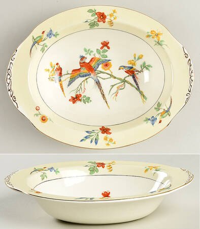 The Gay Macaw 9" Oval Vegetable Bowl