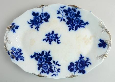 Gironde (Flow Blue, Daubs) 15" Oval Serving Platter