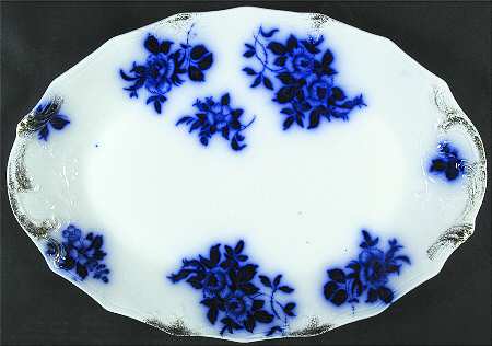 Gironde (Flow Blue, Daubs) 17" Oval Serving Platter