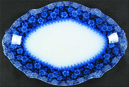 Grace (Flow Blue) 17" Oval Serving Platter by Grindley