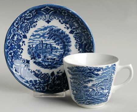 Homeland Blue Flat Cup & Saucer Set