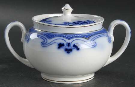 Idris (Flow Blue) Sugar Bowl & Lid
