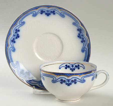 Idris (Flow Blue) Flat Cup & Saucer Set