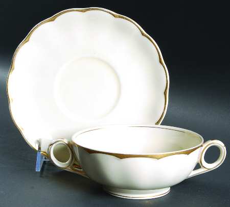 Imperial (Cream Petal) Footed Cream Soup Bowl & Saucer Set