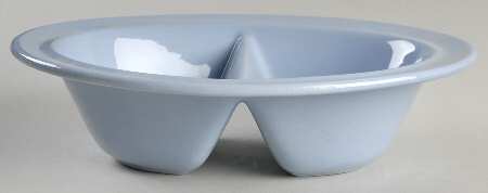 Lupin Blue (Rim) 9" Oval Divided Vegetable Bowl