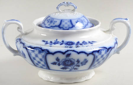 Melbourne (Flow Blue) Sugar Bowl & Lid