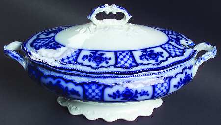 Melbourne (Flow Blue) Sauce Boat & Lid