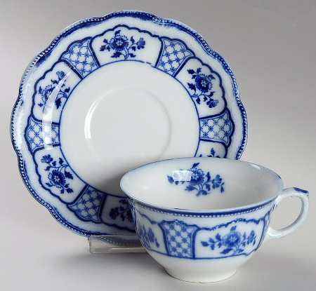 Melbourne (Flow Blue) Flat Cup & Saucer Set