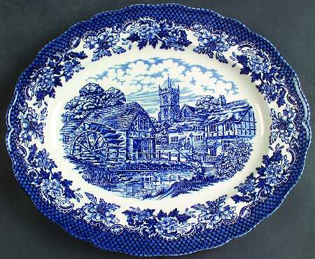 Merrie Olde England Blue 11" Oval Serving Platter