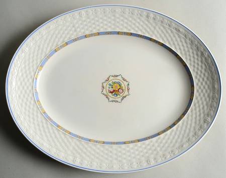 Milan (Blue Trim) 14" Oval Serving Platter