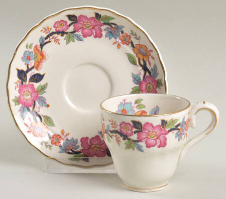 Old China Flat Demitasse Cup & Saucer Set