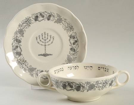 Passover (White Background) Flat Cream Soup Bowl & Saucer Set
