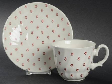 Petite Fleur Pink Flat Cup & Saucer Set
