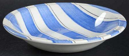 Pinstripes (Blue) Rim Soup Bowl