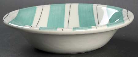Pinstripes (Aqua) Rim Cereal Bowl