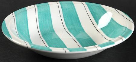 Pinstripes (Aqua) Rim Soup Bowl
