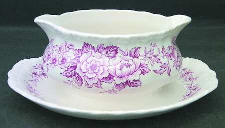 Printemps Pink Gravy Boat with Attached Underplate