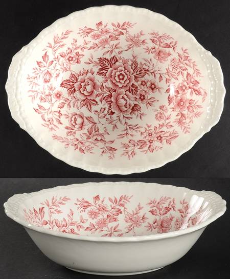 Printemps Pink 9" Oval Vegetable Bowl