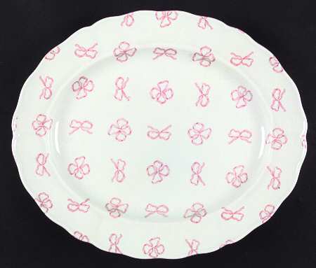 Ribbons Pink 11" Oval Serving Platter