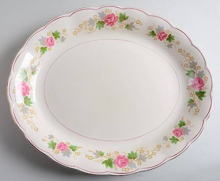Rose Bouquet 16" Oval Serving Platter