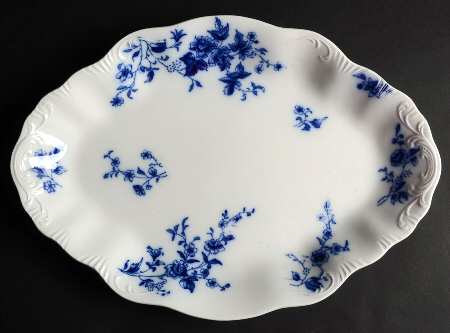 Rose (Flow Blue) 16" Oval Serving Platter