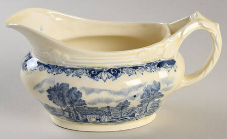 Scenes After Constable Blue (Vine Edge, Cream) Gravy Boat