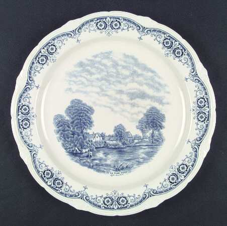 Scenes After Constable Blue (Vine Edge, Cream) 13" Chop Plate (Round Platter)