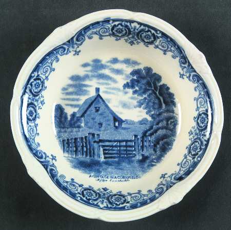 Scenes After Constable Blue (Vine Edge, Cream) Fruit/Dessert (Sauce) Bowl