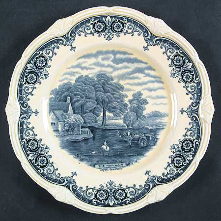 Scenes After Constable Blue (Vine Edge, Cream) Luncheon Plate