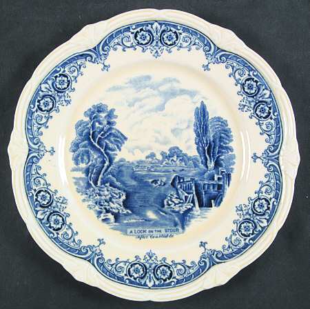 Scenes After Constable Blue (Vine Edge, Cream) Salad Plate