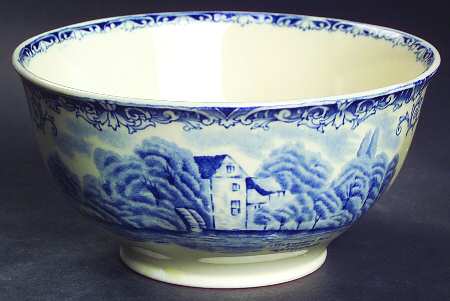 Scenes After Constable Blue (Vine Edge, Cream) Cranberry Bowl