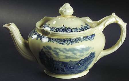 Scenes After Constable Blue (Vine Edge, Cream) Teapot & Lid