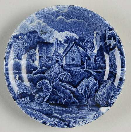 Scenes After Constable Blue (Vine Edge, Cream) Butter Pat