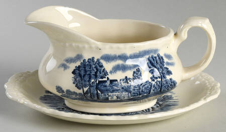 Scenes After Constable Blue (Center Design) Gravy Boat & Underplate