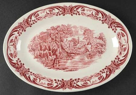 Scenes After Constable Pink (Smooth, Coupe) 11" Oval Serving Platter
