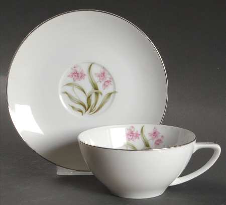 Pink Orchid Flat Cup & Saucer Set